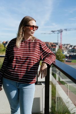 Oversized Striped Shirt Wine