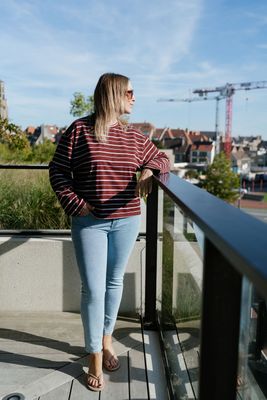 Oversized Striped Shirt Wine