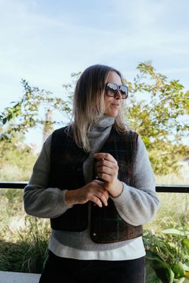 Teddy Gilet Checked Coffee/Green