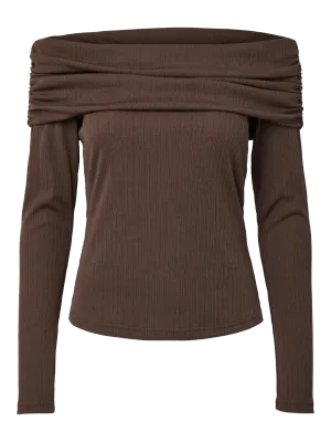 Off Shoulder Top Livo Chocolate Brown