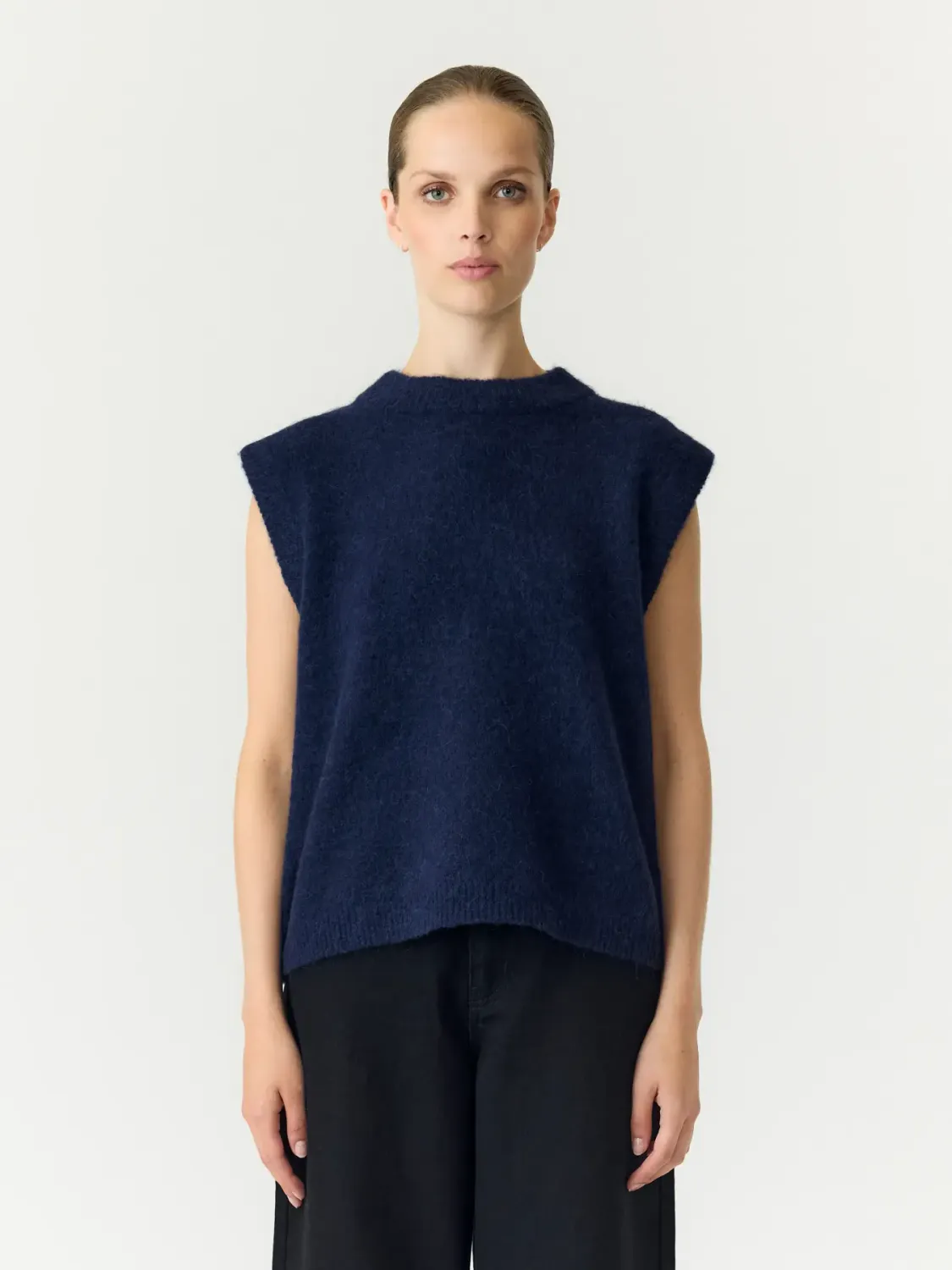 Wool Blend Knit Vest Johi Navy Blazer