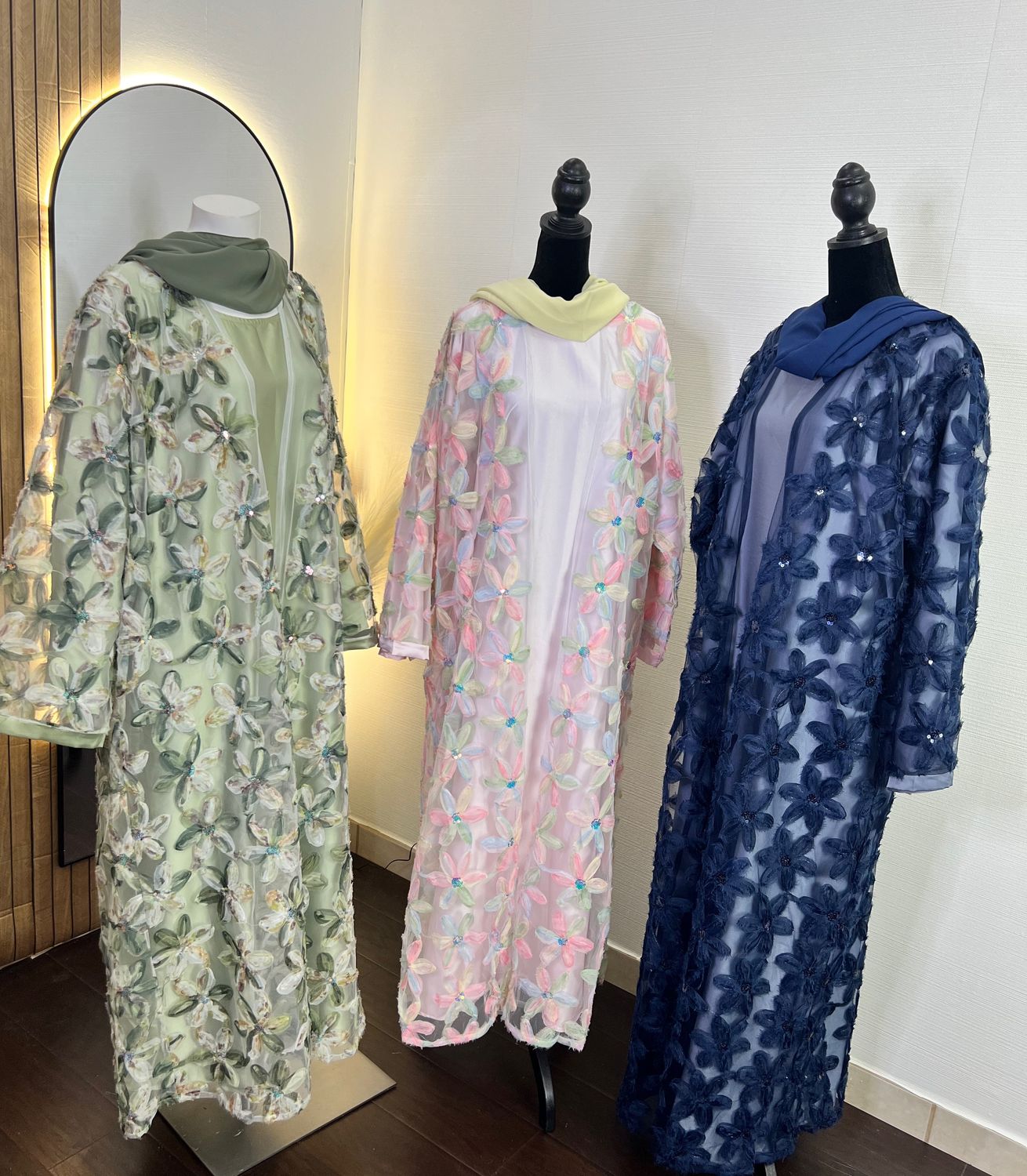 Royal Luxury Floral Mesh Abaya set