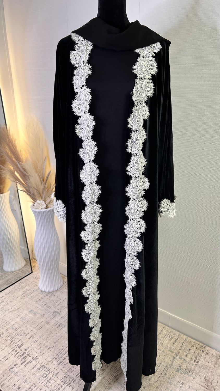 Noor Velvet Abaya with Lace