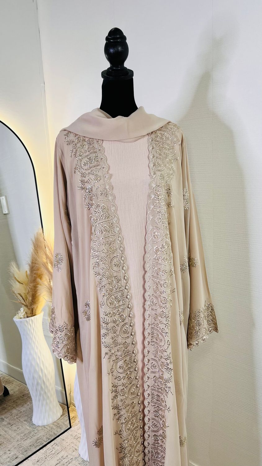 Layali Luxury Embroidery Chiffon Abaya set