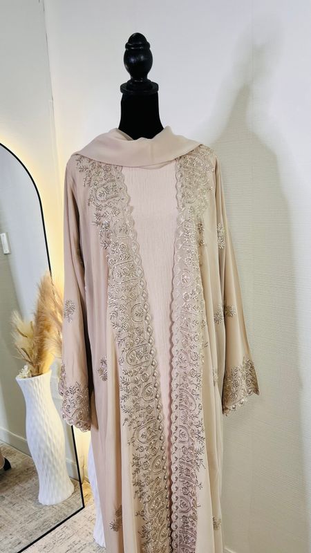 Layali Luxury Embroidery Chiffon Abaya set