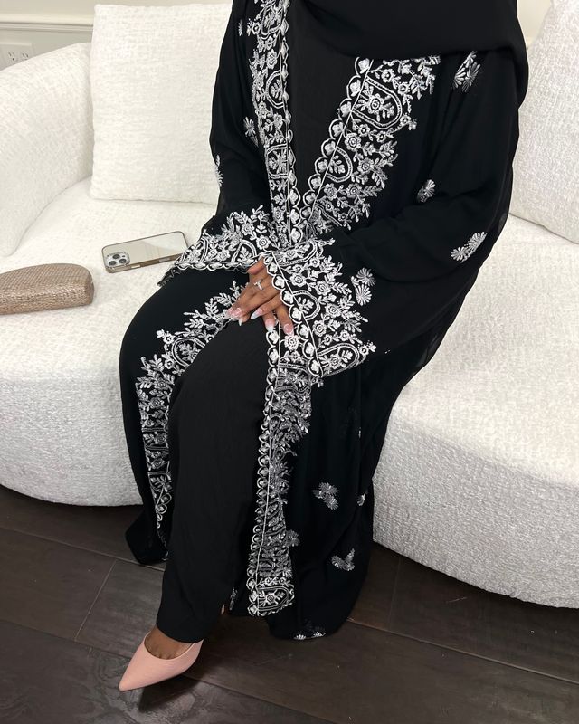 Layali Luxury Embroidery Chiffon Abaya set
