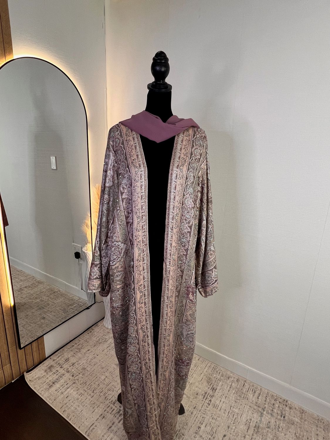 Rose Dust Pashmina Open Abaya