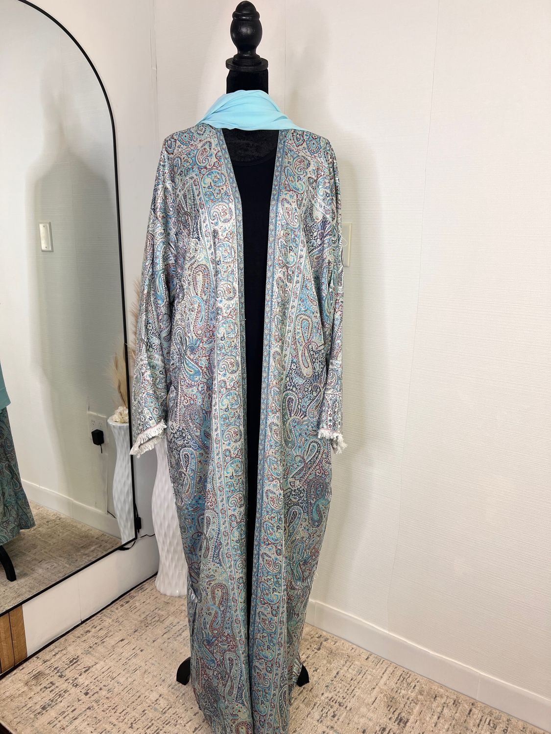 Blue Ocean Pashmina open Abaya