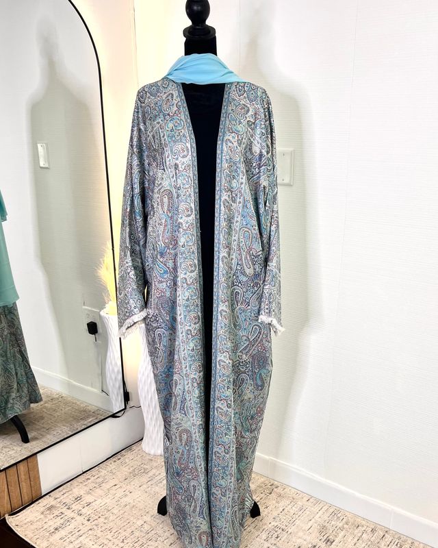 Blue Ocean Pashmina open Abaya