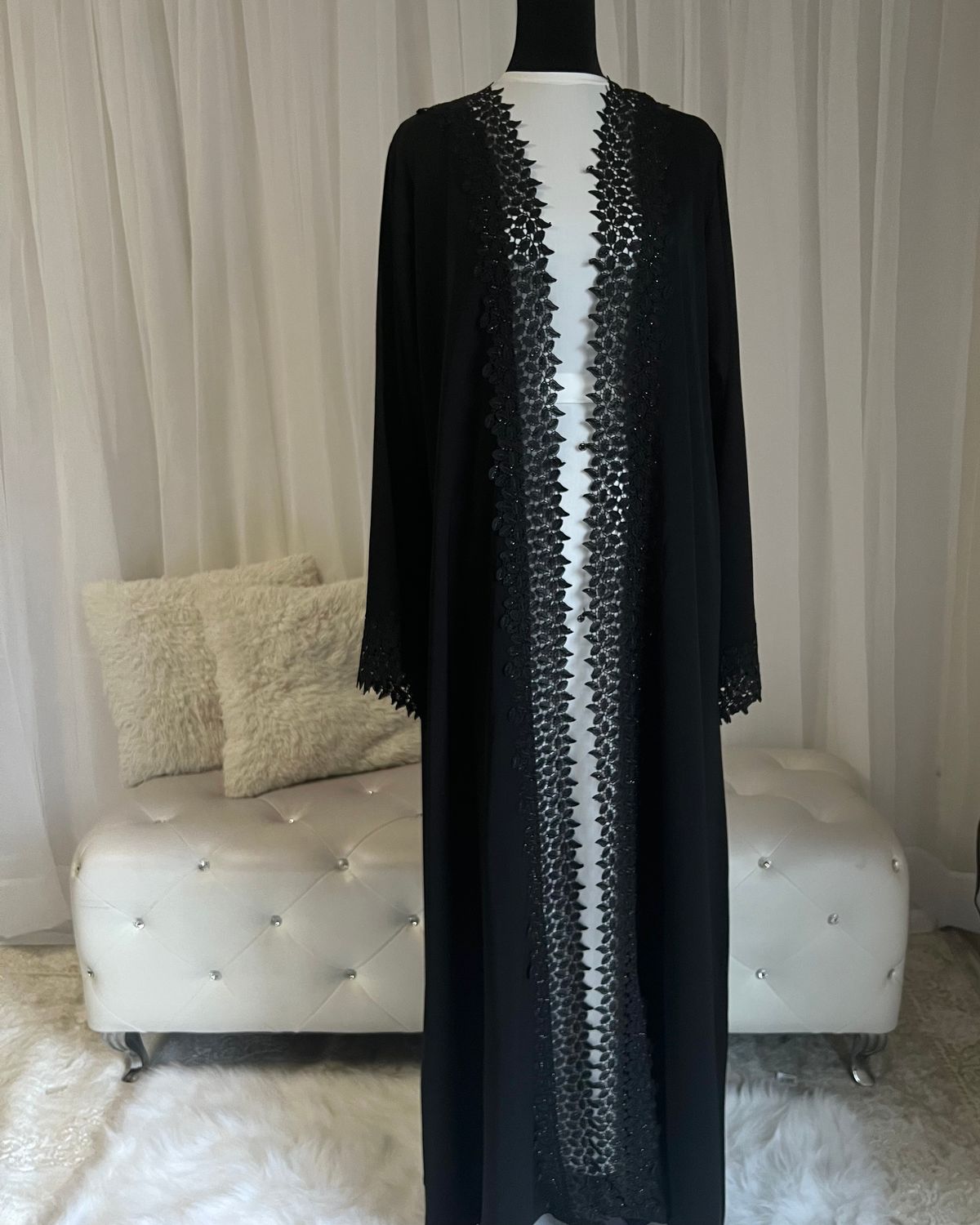 Manal open Abaya with Lace