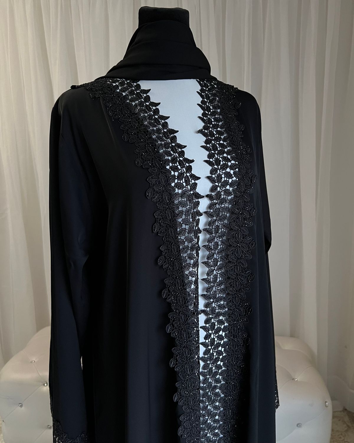 Manal open Abaya with Lace