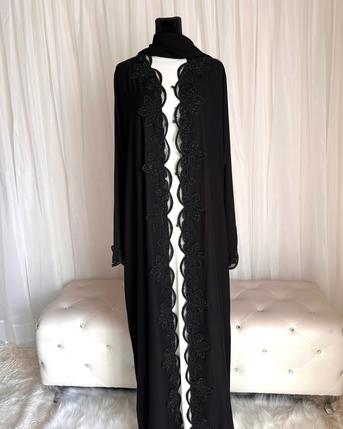 Lulu open Abaya with Lace