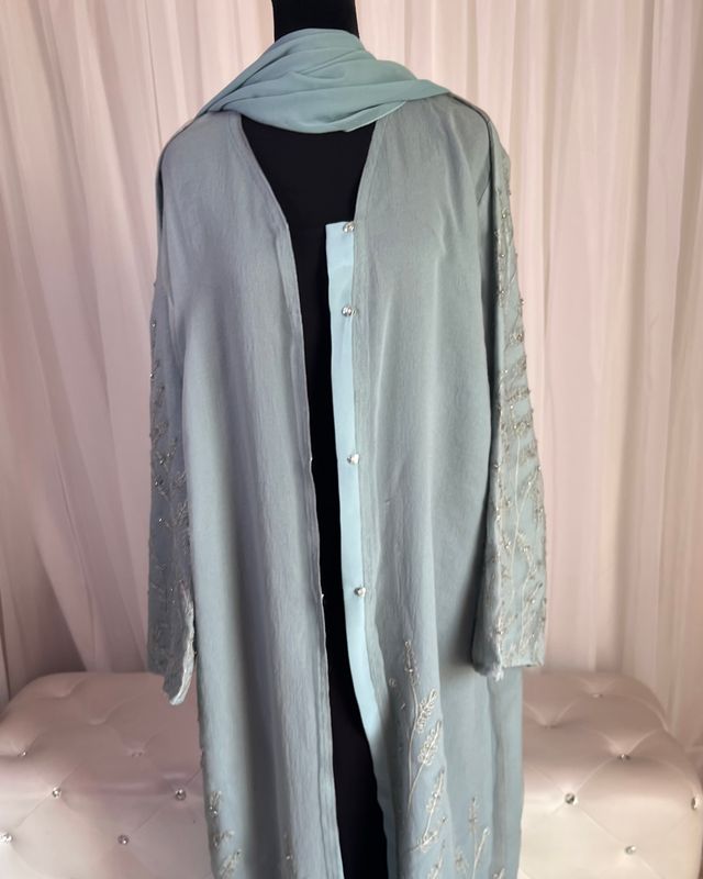 Huda Lace Embroidered Open Abaya