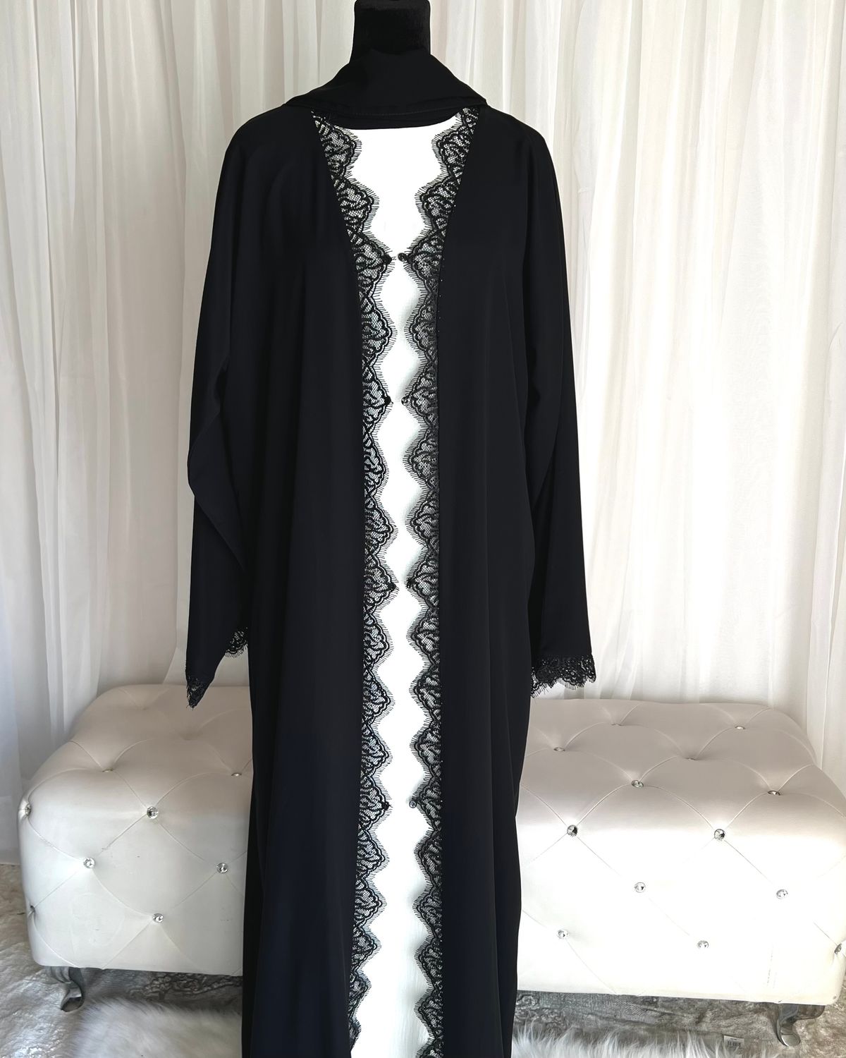 Tala Open Abaya with Lace Set