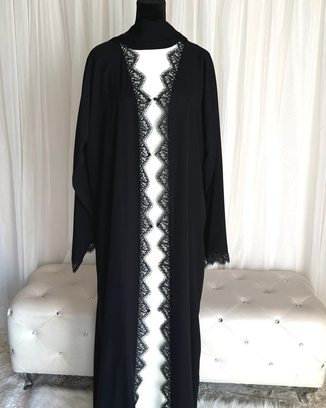 Tala Open Abaya with Lace Set