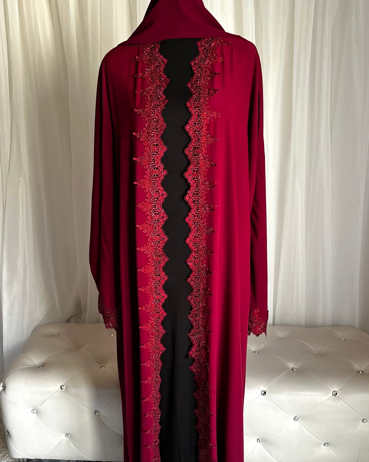 Najma  Open Abaya with Lace