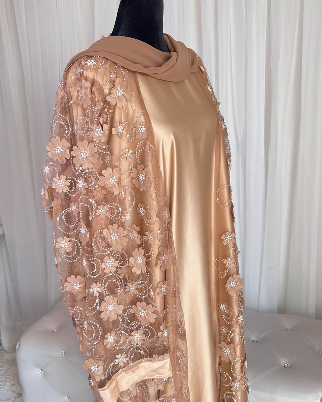Dalal Luxury Taupe Gold Abaya