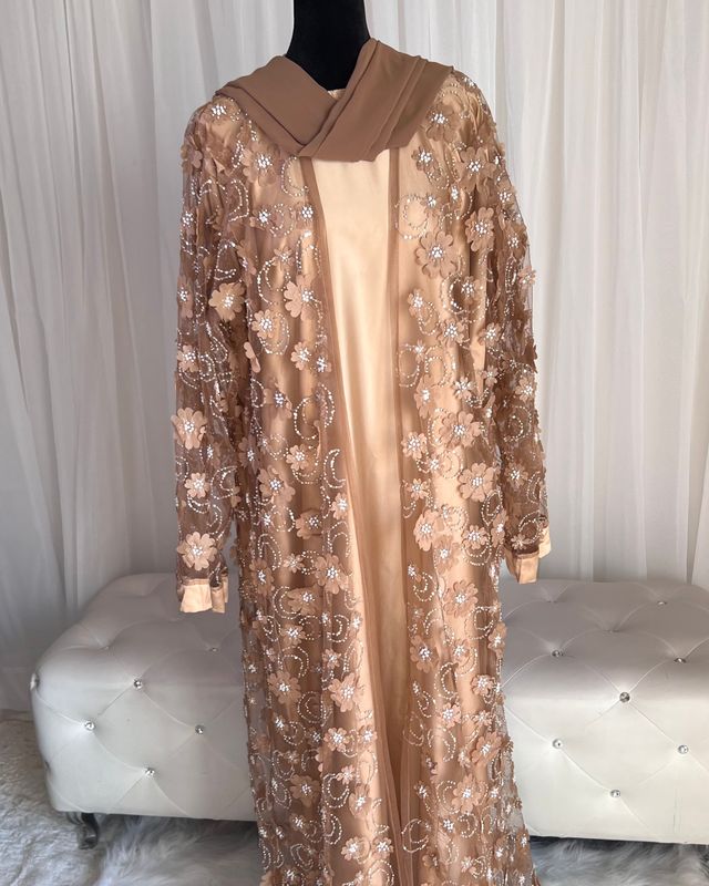 Dalal Luxury Taupe Gold Abaya