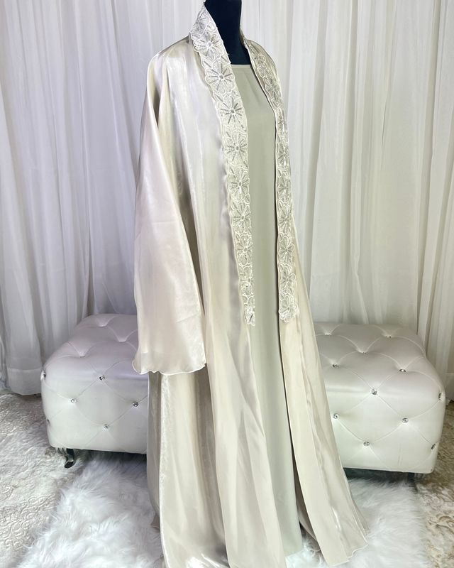Almaas Open Floral  Organza Abaya