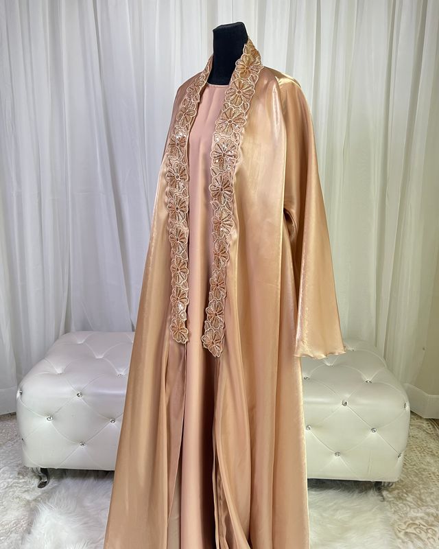 Almaas Open Floral  Organza Abaya