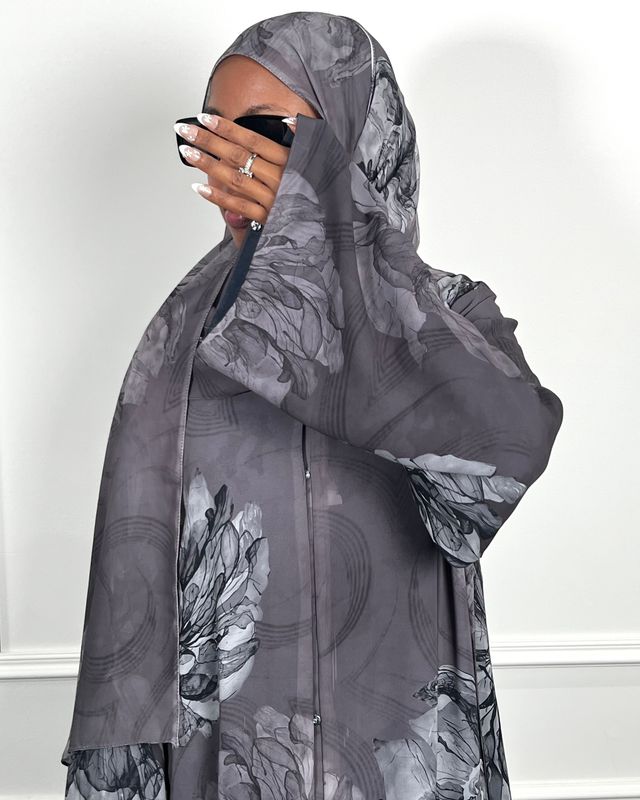 Faiza  Double Chiffon Open Abaya