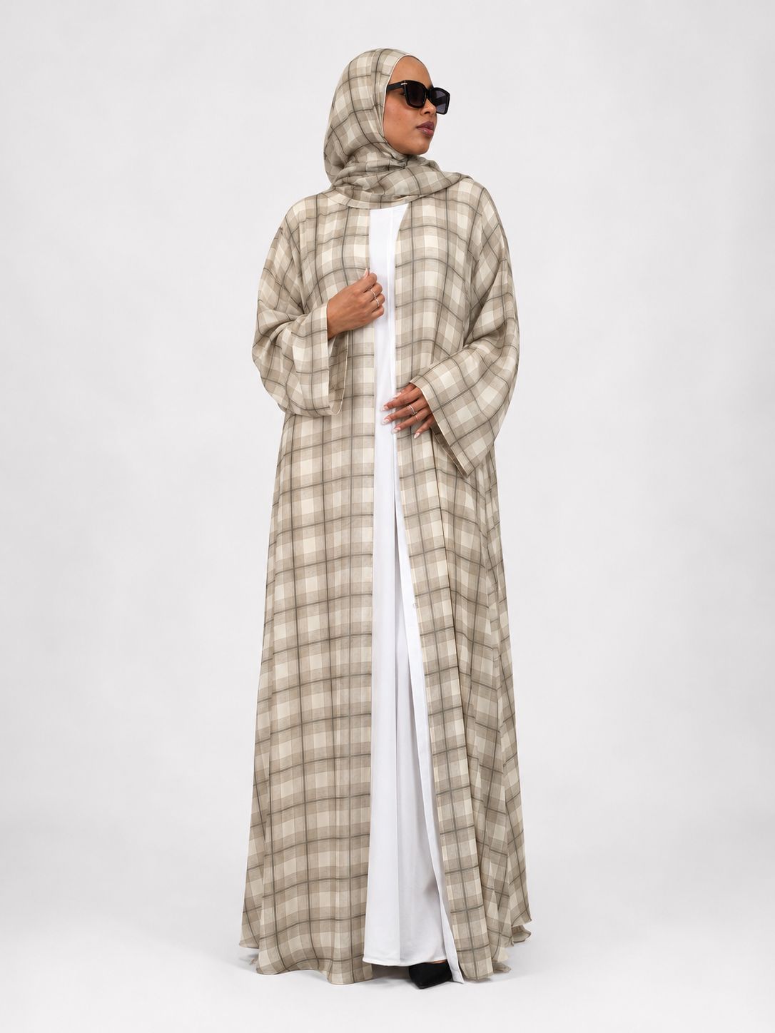 Muneera Double Chiffon Open Abaya with Matching Hijab