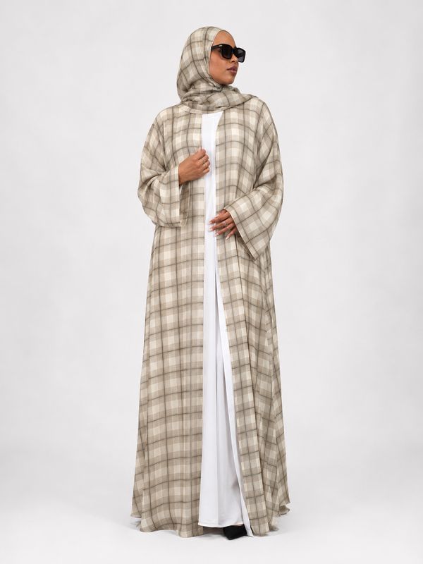 Muneera Double Chiffon Open Abaya with Matching Hijab