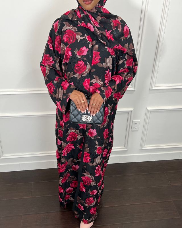Muna Double Chiffon Open Abaya with Matching Hijab