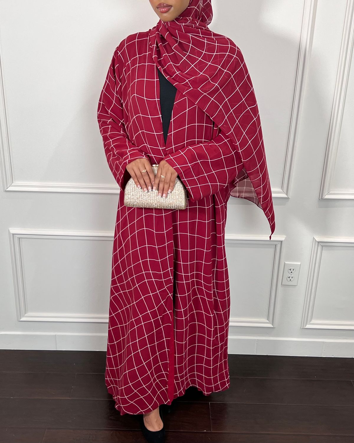 Samira Double Chiffon Open Abaya with Matching Hijab