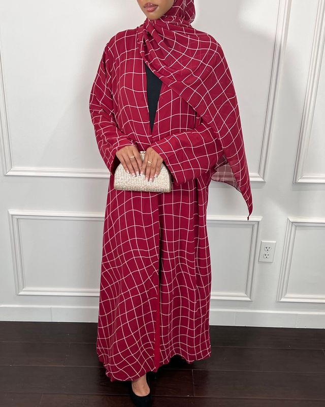 Samira Double Chiffon Open Abaya with Matching Hijab