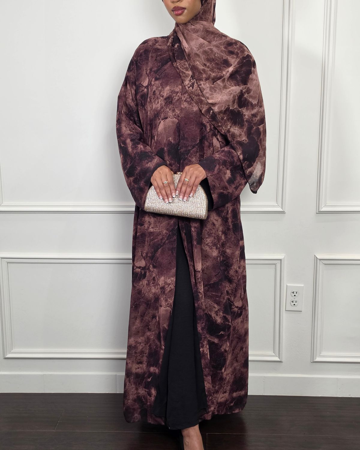 Aurora Double Chiffon Open Abaya with Matching Hijab