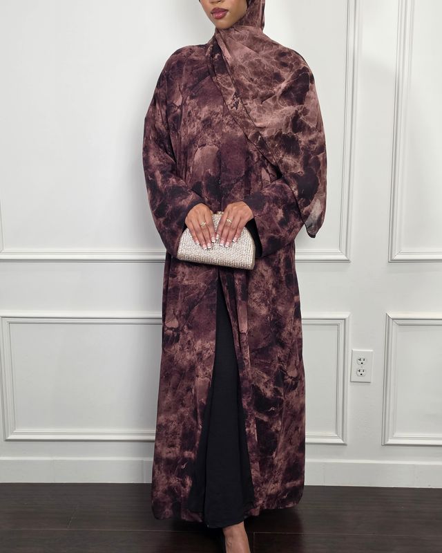 Aurora Double Chiffon Open Abaya with Matching Hijab