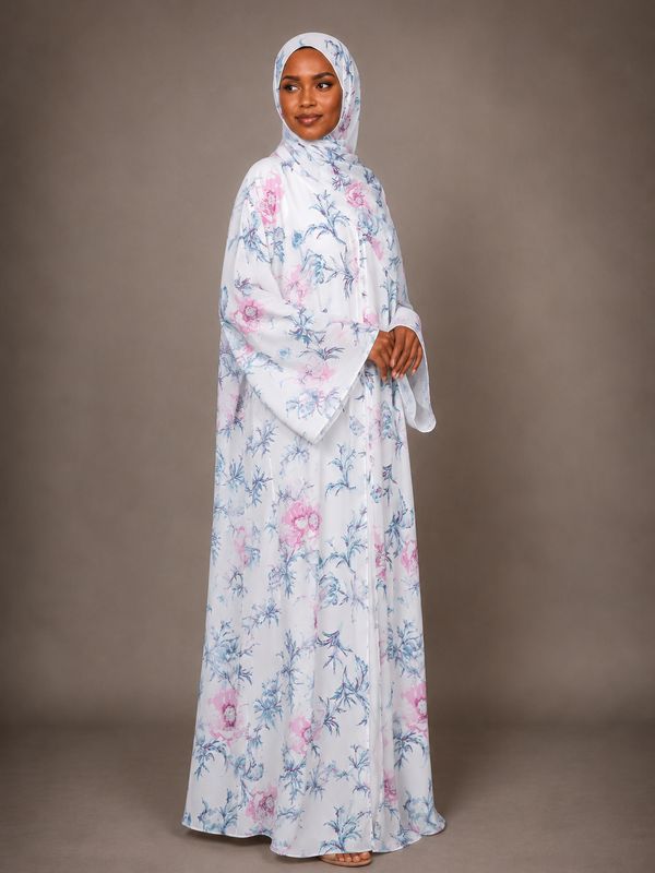 Blossom Double Chiffon Abaya with matching Hijab