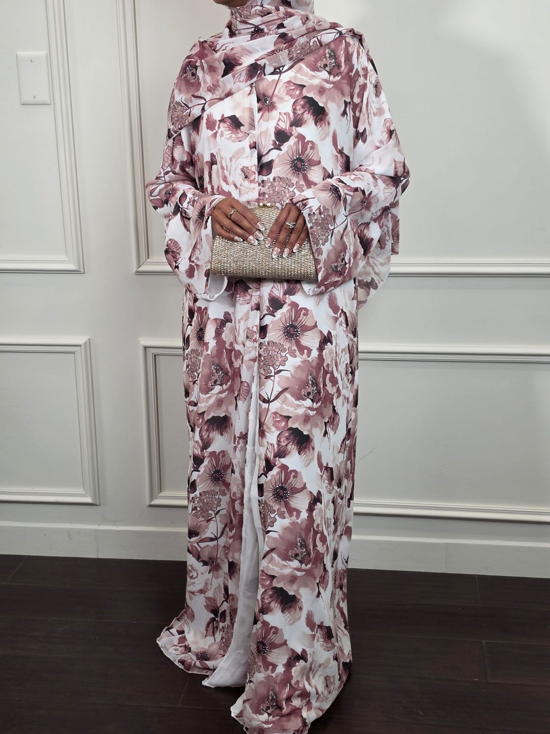 Petal Double Chiffon Abaya with Matching Hijab