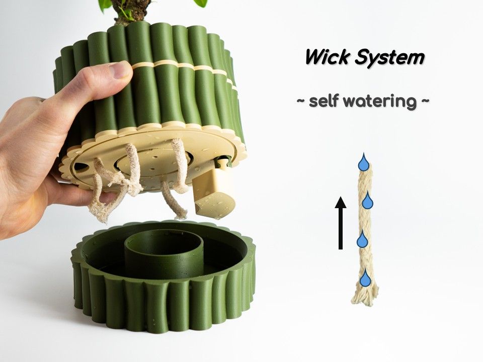 Self Watering Planter - Bamboo with Water Level Buddy