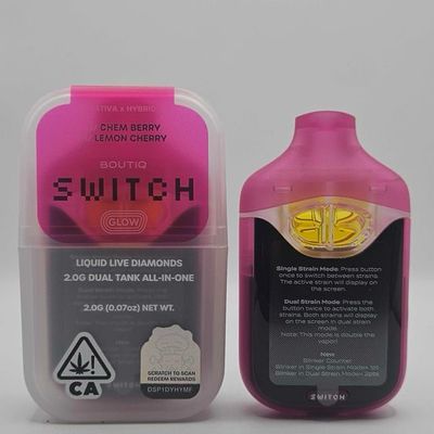 Boutiq Switch / Glow - Disposable - Chem Berry x Lemon Cherry - 2G SATIVA x HYBRID | THC 90.06% Boutiq Switch / Glow - Disposable - Chem Berry x Lemon Cherry - 2G SATIVA x HYBRID | THC 90.06%