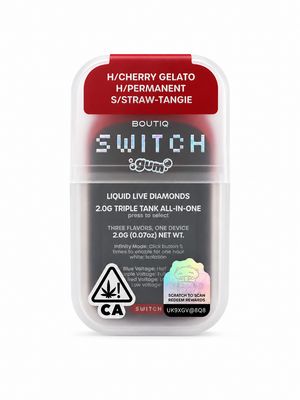Boutiq Switch 3-in-1 Liquid Live Rosin Diamonds Disposable Vape 2G CHEMGELATO (Hybrid) x PERMANENT(Hybrid) x STRAW- TANGIE (Sativa) | THC 90.06% Boutiq Switch 3-in-1 Liquid Live Rosin Diamonds Disposable Vape 2G CHEMGELATO (Hybrid) x PERMANENT(Hybrid) x STRAW- TANGIE (Sativa) | THC 90.06%