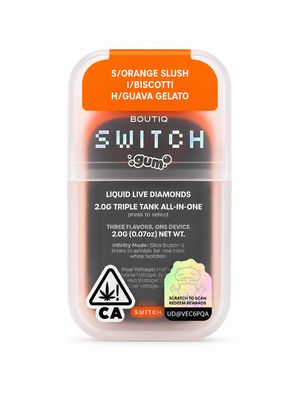 Boutiq Switch 3-in-1 Liquid Live Rosin Diamonds Disposable Vape 2G | ORANGE SLUSH (Sativa) x BISCOTTI (hybrid ) x GUAVA GELATO (indica) | THC 90.06% Boutiq Switch 3-in-1 Liquid Live Rosin Diamonds Disposable Vape 2G | ORANGE SLUSH (Sativa) x BISCOTTI (hybrid ) x GUAVA GELATO (indica) | THC 90.06%