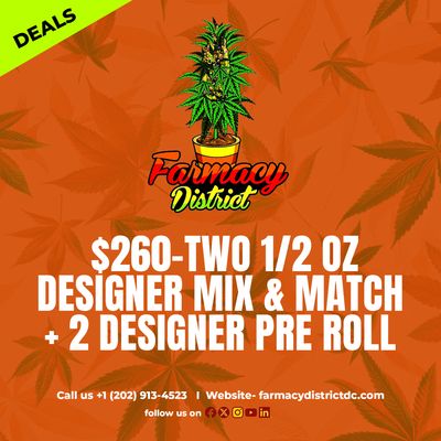 TWO 1/2 OZ DESIGNER MIX & MATCH + 2 DESIGNER PRE ROLL