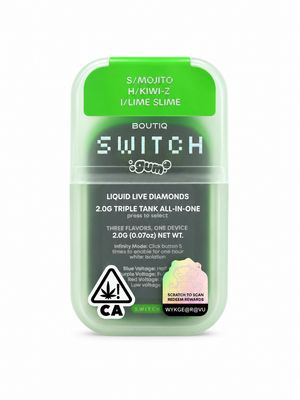 Boutiq Switch 3-in-1 Liquid Live Rosin Diamonds Disposable Vape 2G LIME SLIME(indica ) x KIWI-Z (Hybrid) x MOJITO (Sativa) | THC 90.06%