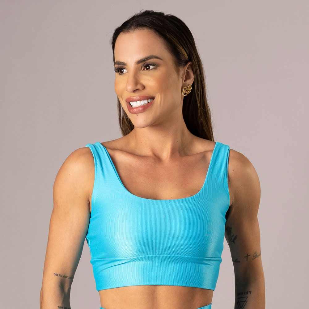 Women's Medium Impact Sports Bra Valentina Skyblue