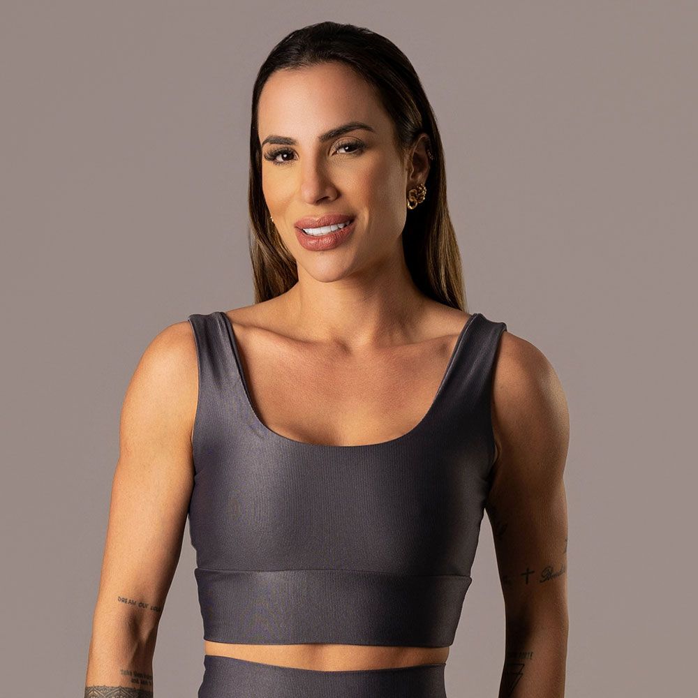 Women's Medium Impact Sports Bra Valentina Dark Grey