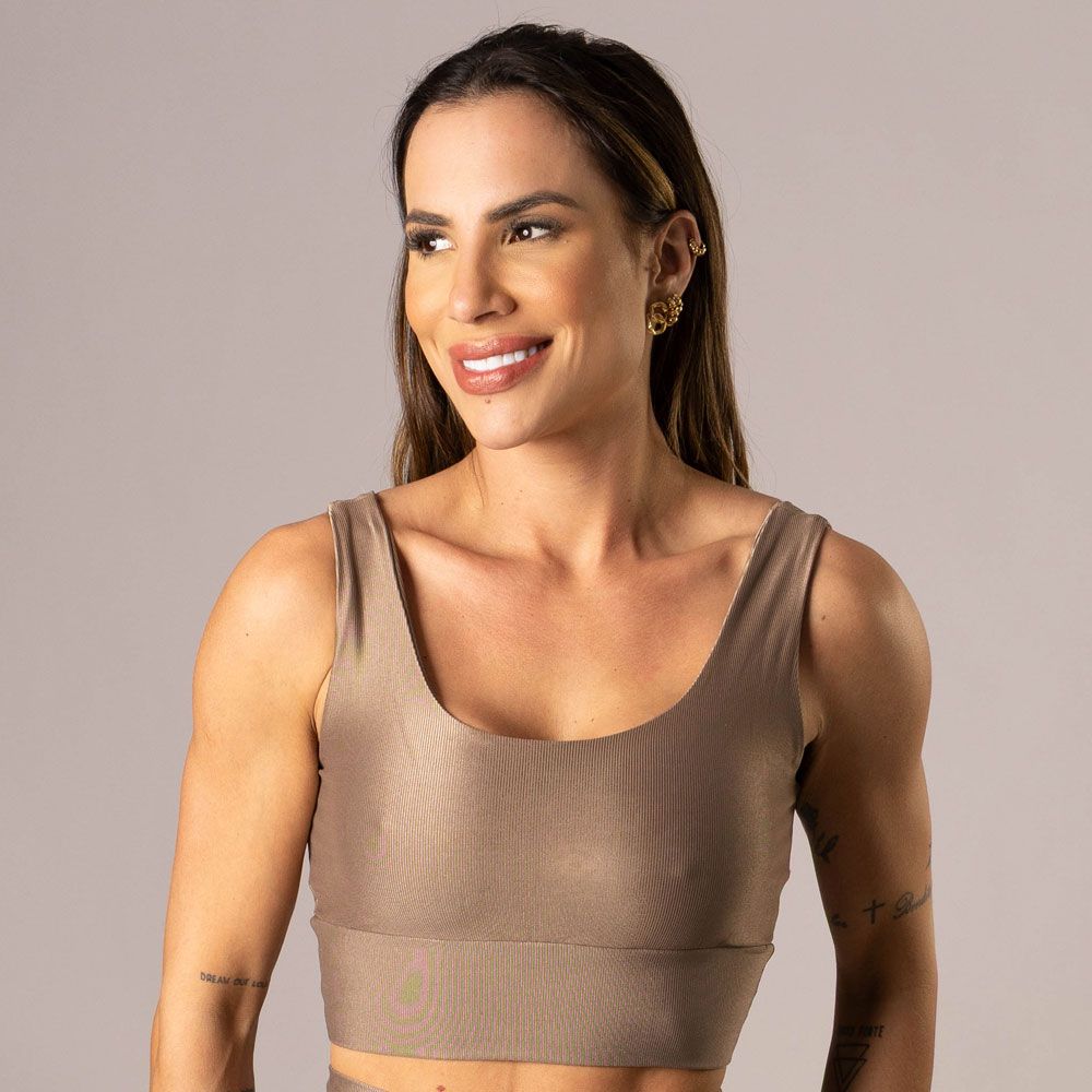 Women's Medium Impact Sports Bra Valentina Almond