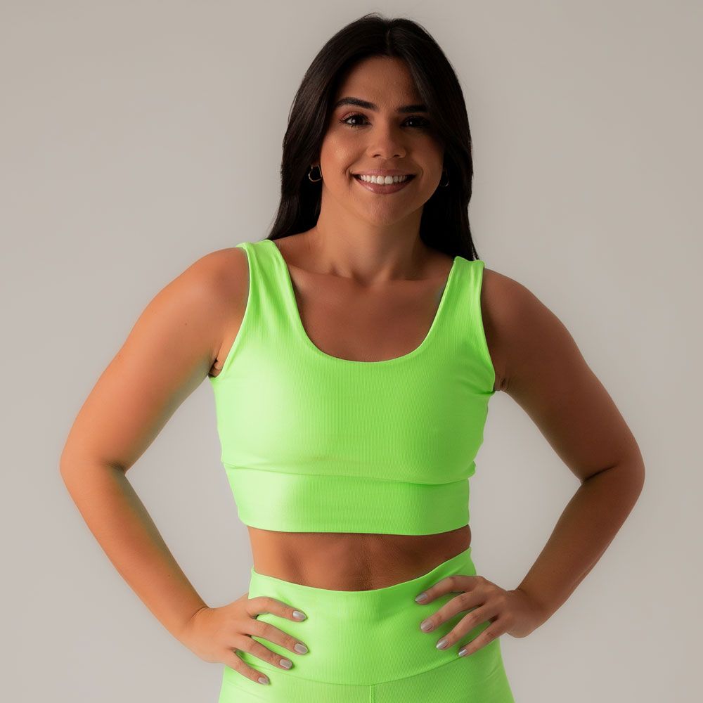 Women's Medium Impact Sports Bra Valentina Neon Yellow