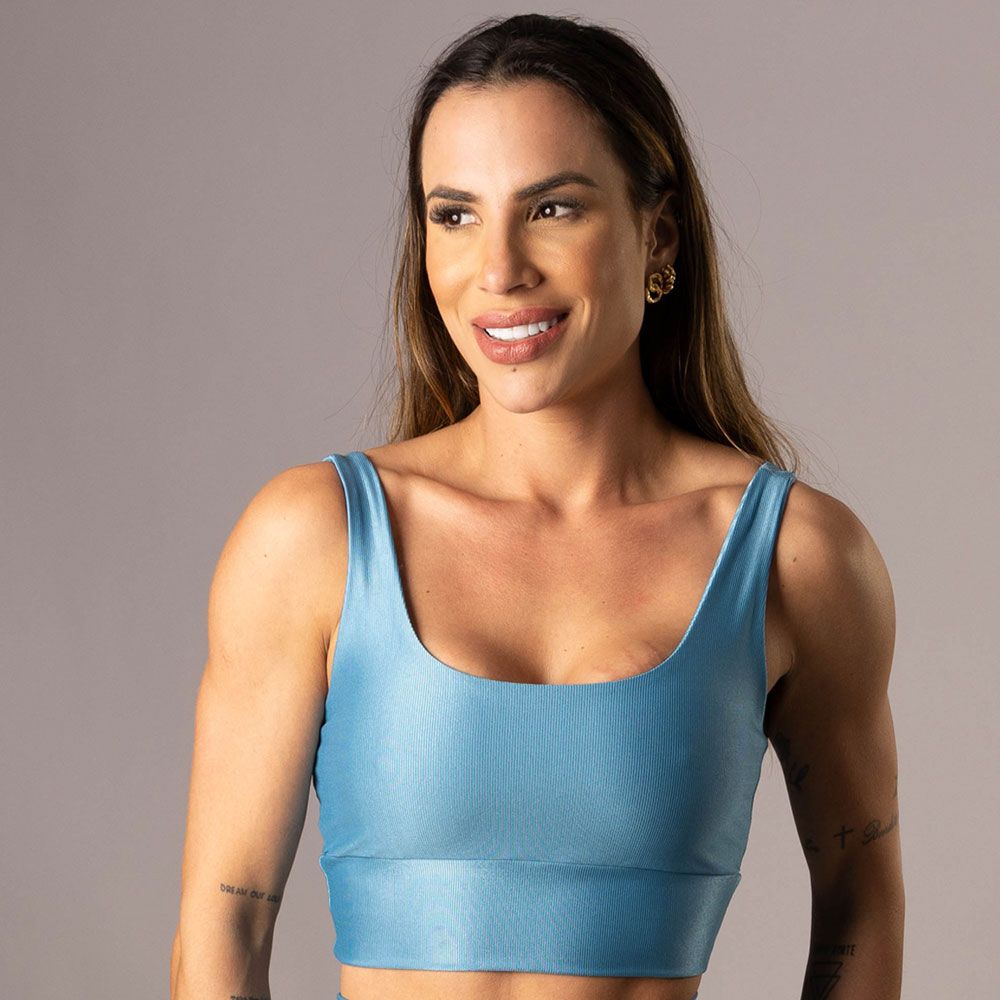 Women's Medium Impact Sports Bra Valentina Blue Shoal