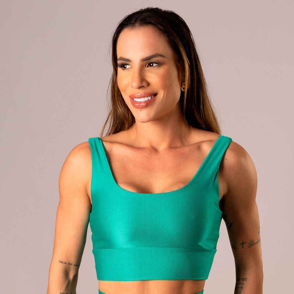 Women's Medium Impact Sports Bra Valentina Aqua Green