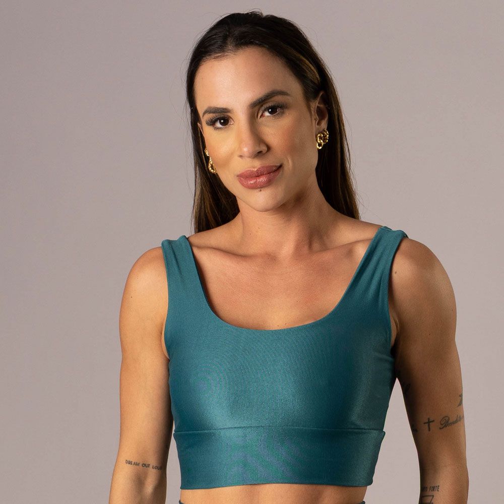 Women's Medium Impact Sports Bra Valentina Ocean Depths