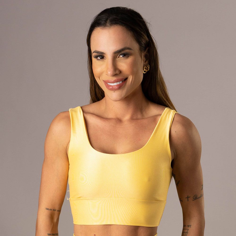 Women's Medium Impact Sports Bra Valentina Yellow