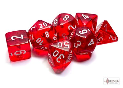 Translucent Polyhedral Red/white 7-Die Set