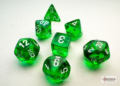 Translucent Mini-hedral® Green/white 7-Die Set